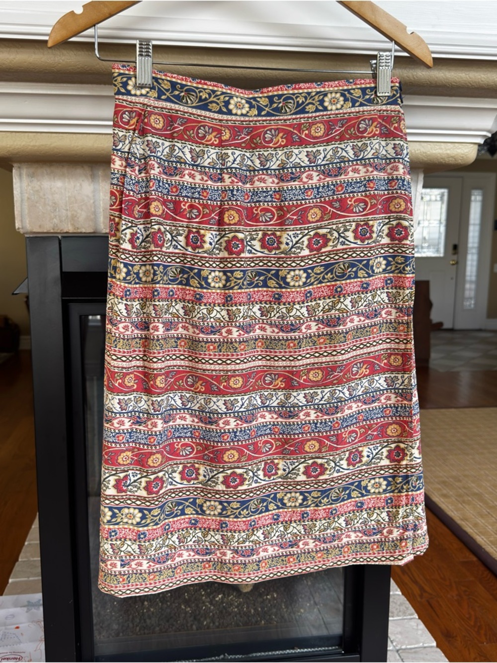 Vintage Talbots 90s‎ Wrap Pencil Skirt Paisley Stripe Teacher
